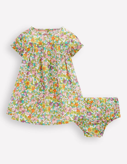 Gerafftes, gewebtes Kleid-Bunt mit Florabunda