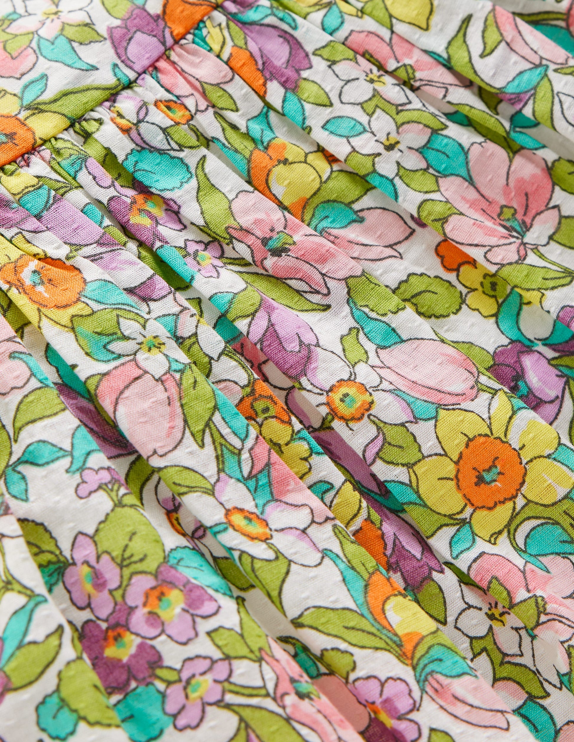 Gerafftes, gewebtes Kleid-Bunt mit Florabunda-3