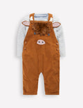 Originelles Set mit Cord-Latzhose-Braun Highland-Kuh
