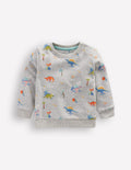 Bedrucktes Sweatshirt-Grau Meliert, Dinos