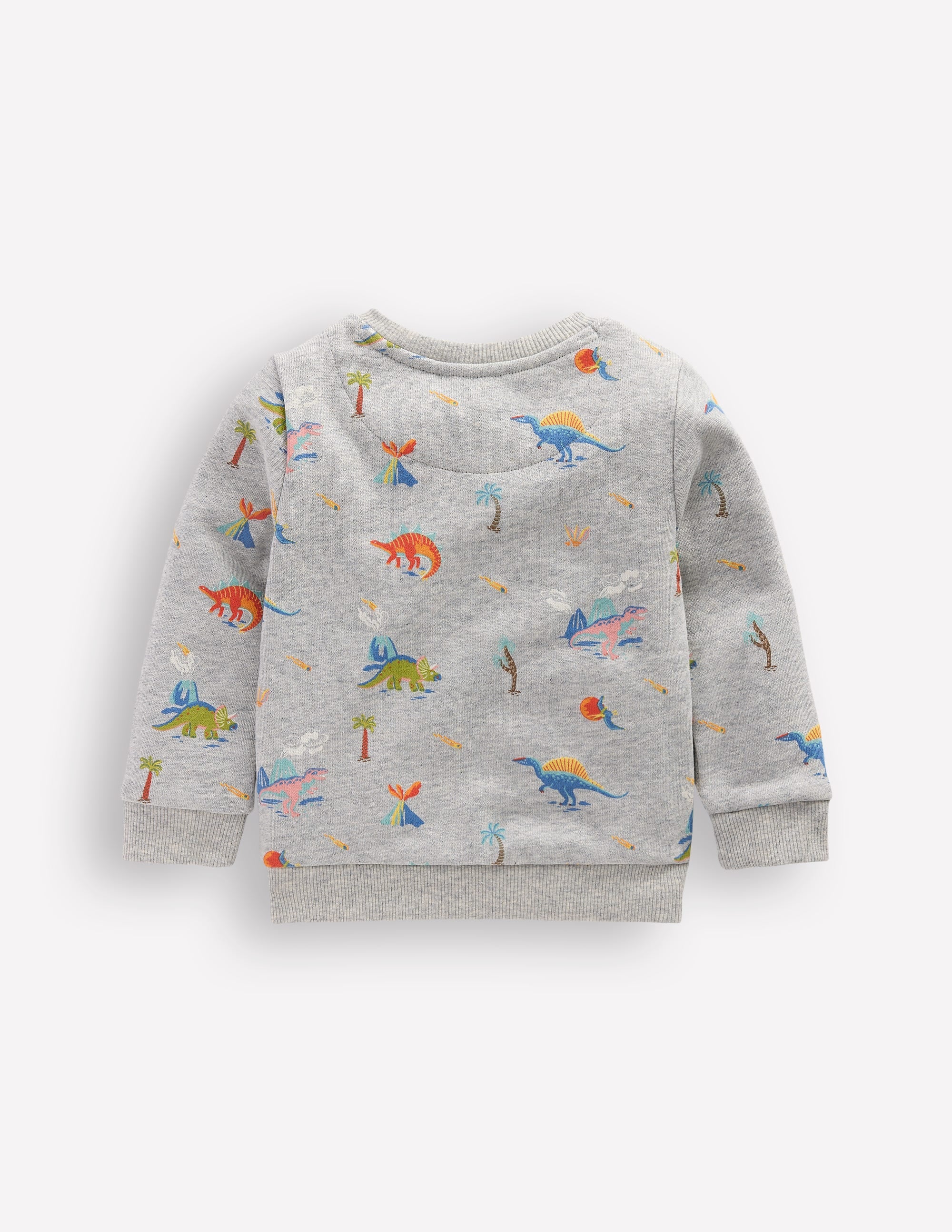Bedrucktes Sweatshirt-Grau Meliert, Dinos - Image 2