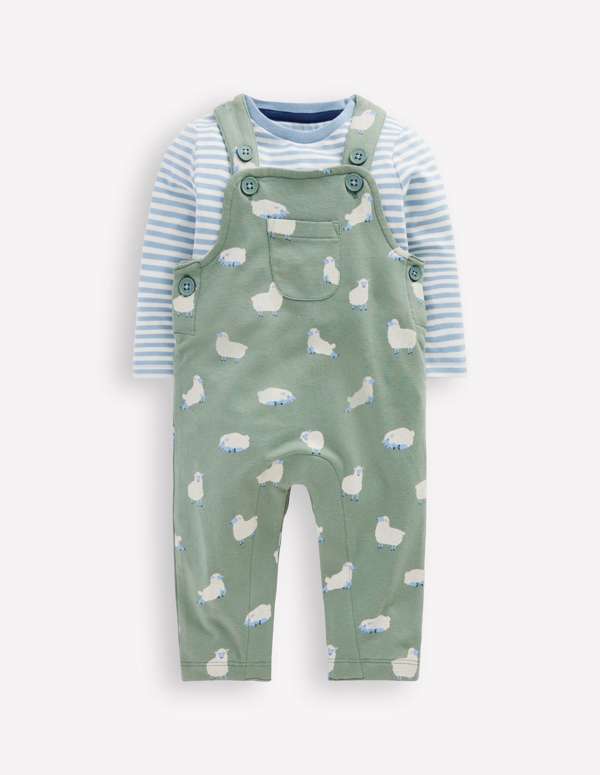 Ensemble avec salopette en jersey-Mouton vert - Image 1