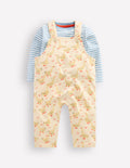 Jersey-Oberteil und Latzhose im Set-Beige Gänse