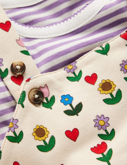 Jersey-Oberteil und Latzhose im Set-Bunt Sonnenblumen Garten-3