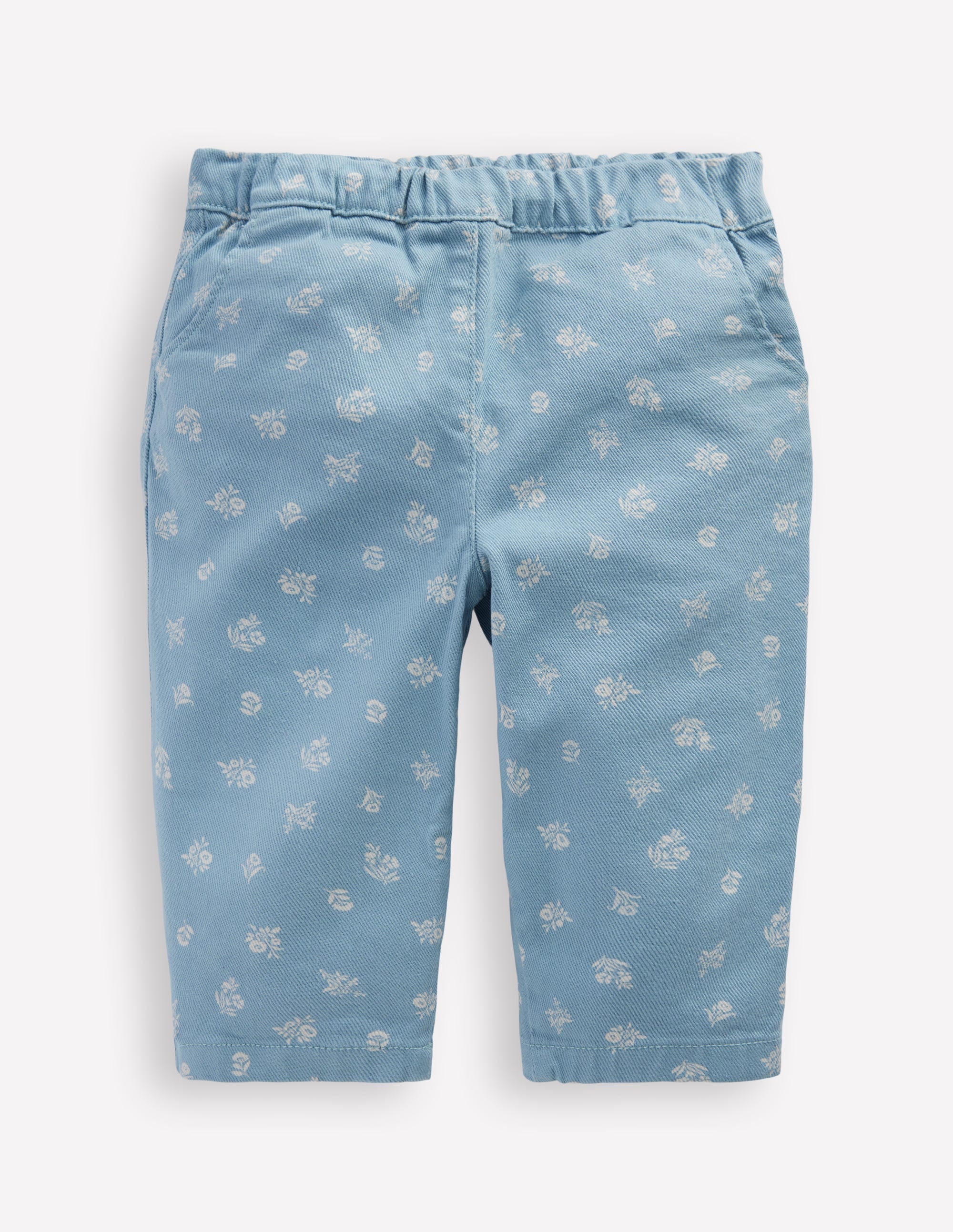 Pantalon à enfiler en coton-Imprimé floral bleu - Image 1