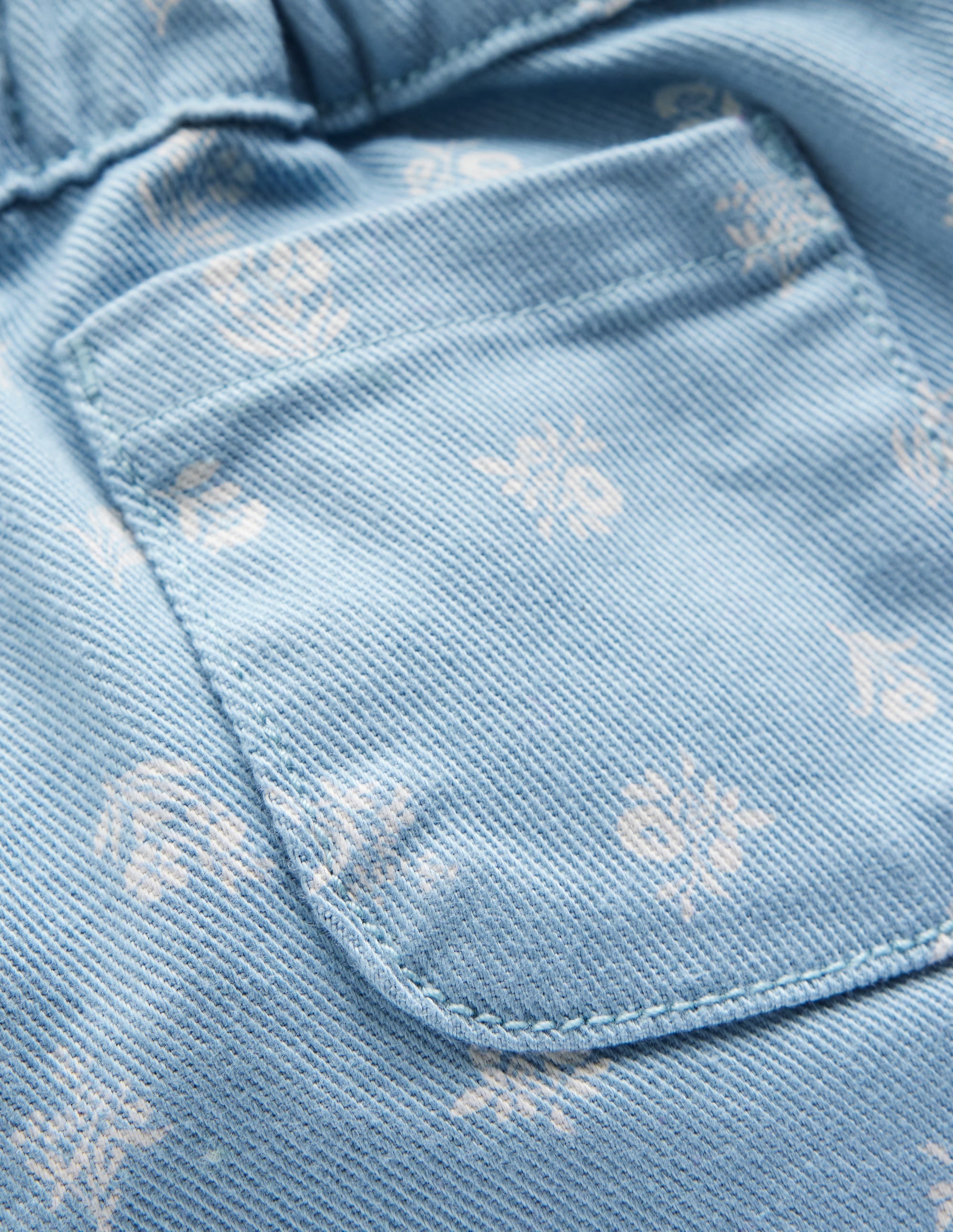 Pantalon à enfiler en coton-Imprimé floral bleu - Image 3
