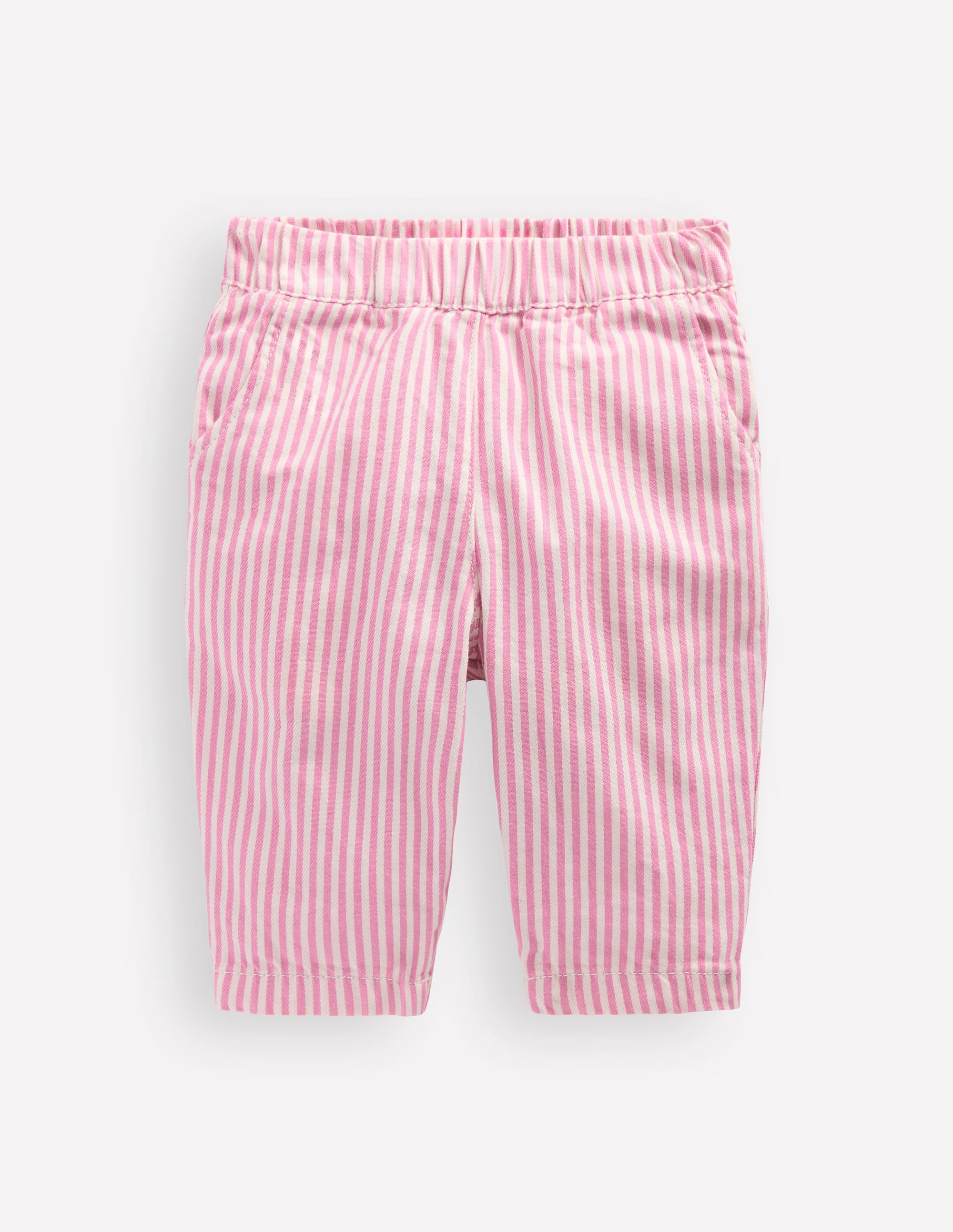 Pantalon à enfiler en coton-Rayé rose - Image 1