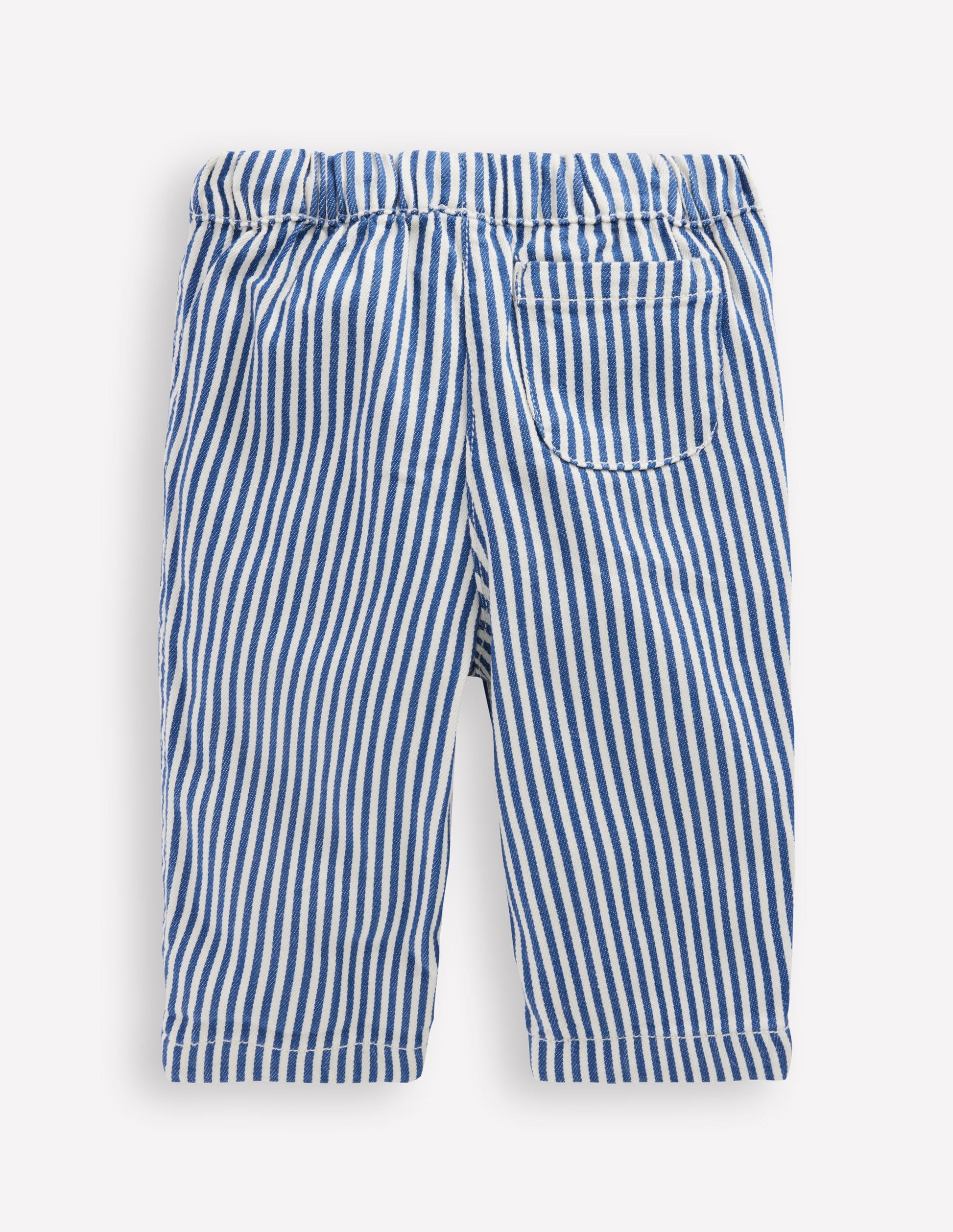 Cotton Pull-on Trousers-Blue and Ivory Stripe-3