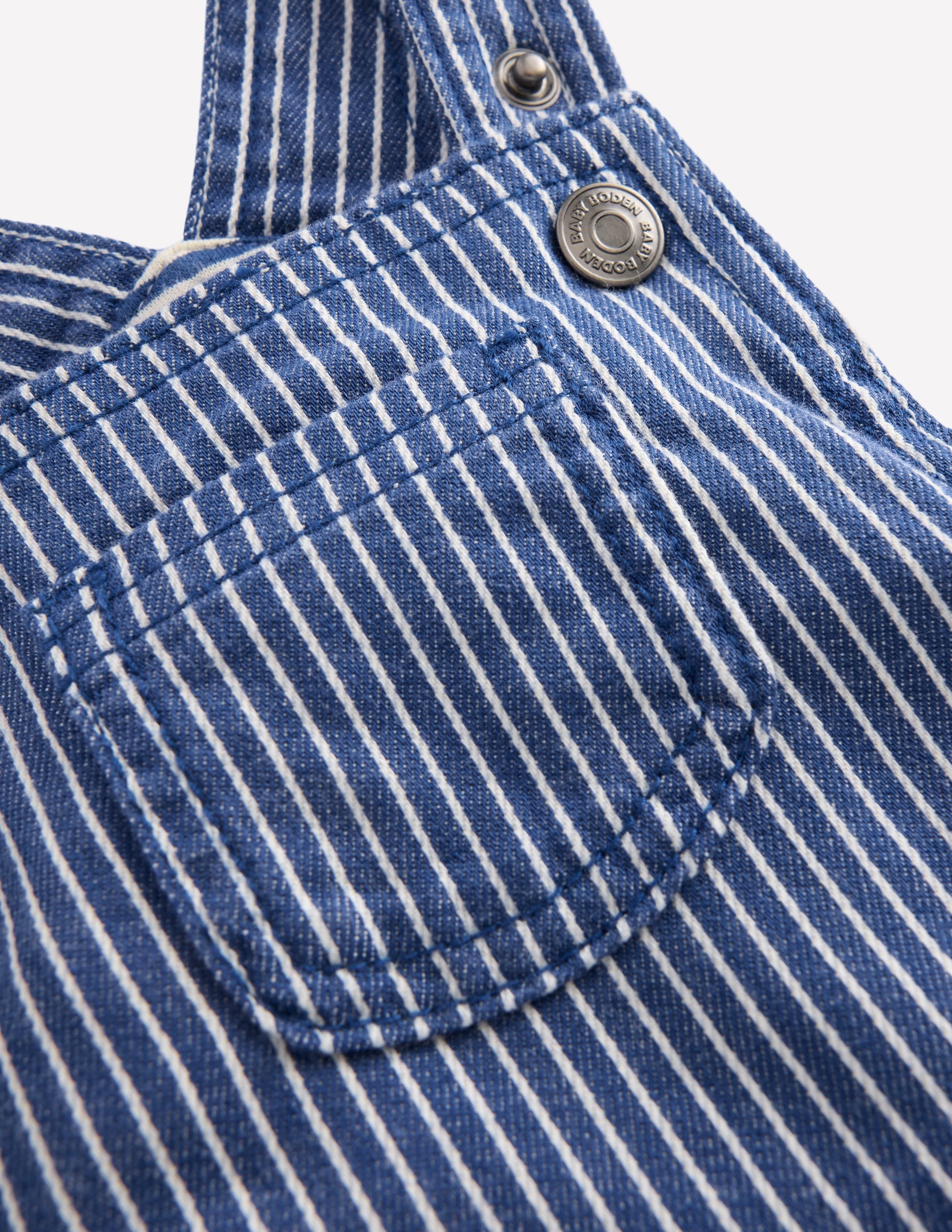 Salopette tissée-Coutil Rayé Bleu Marine - Image 3