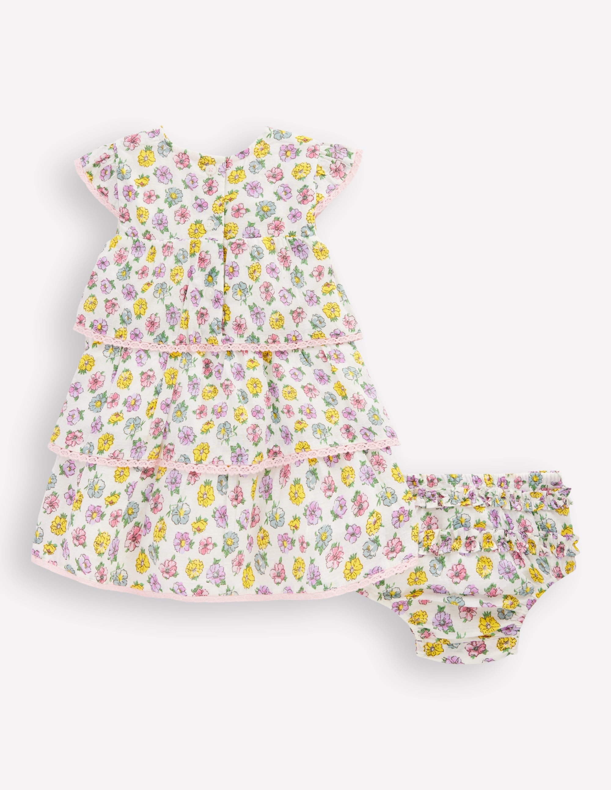 Gestuftes, gewebtes Kleid-Sanftes Naturweiß Rosen - Image 2