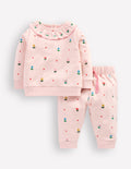 Sweatshirt-Set mit Rüschenausschnitt-Kreiderosa Bunt Herz Blume