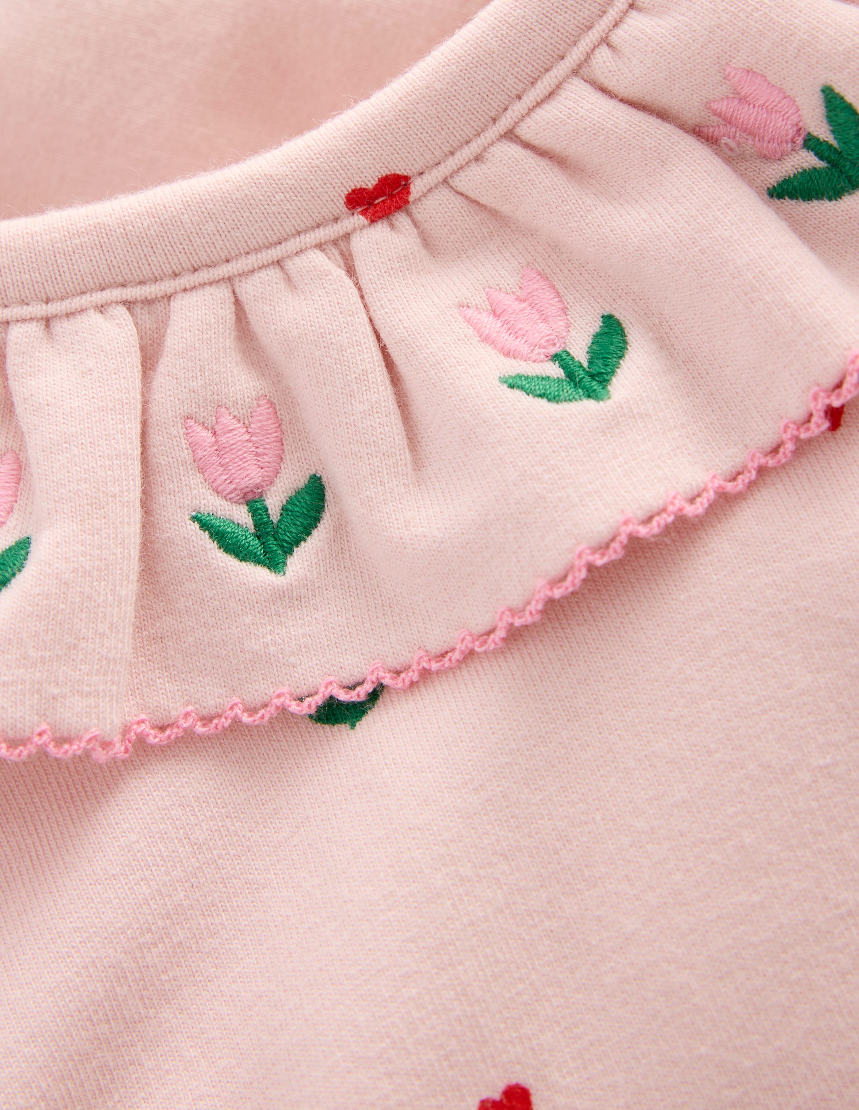 Sweatshirt-Set mit Rüschenausschnitt-Kreiderosa Bunt Herz Blume - Image 3
