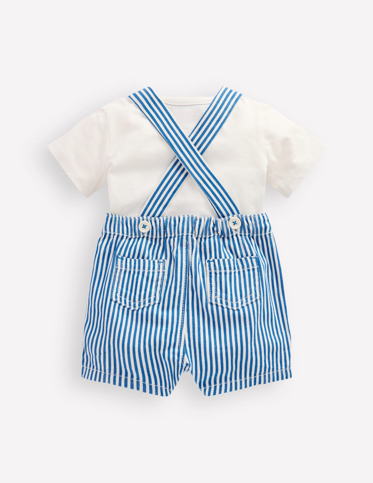 Originelles, gewebtes Latzhosen-Set-Blau Streifen Krebs - Image 2
