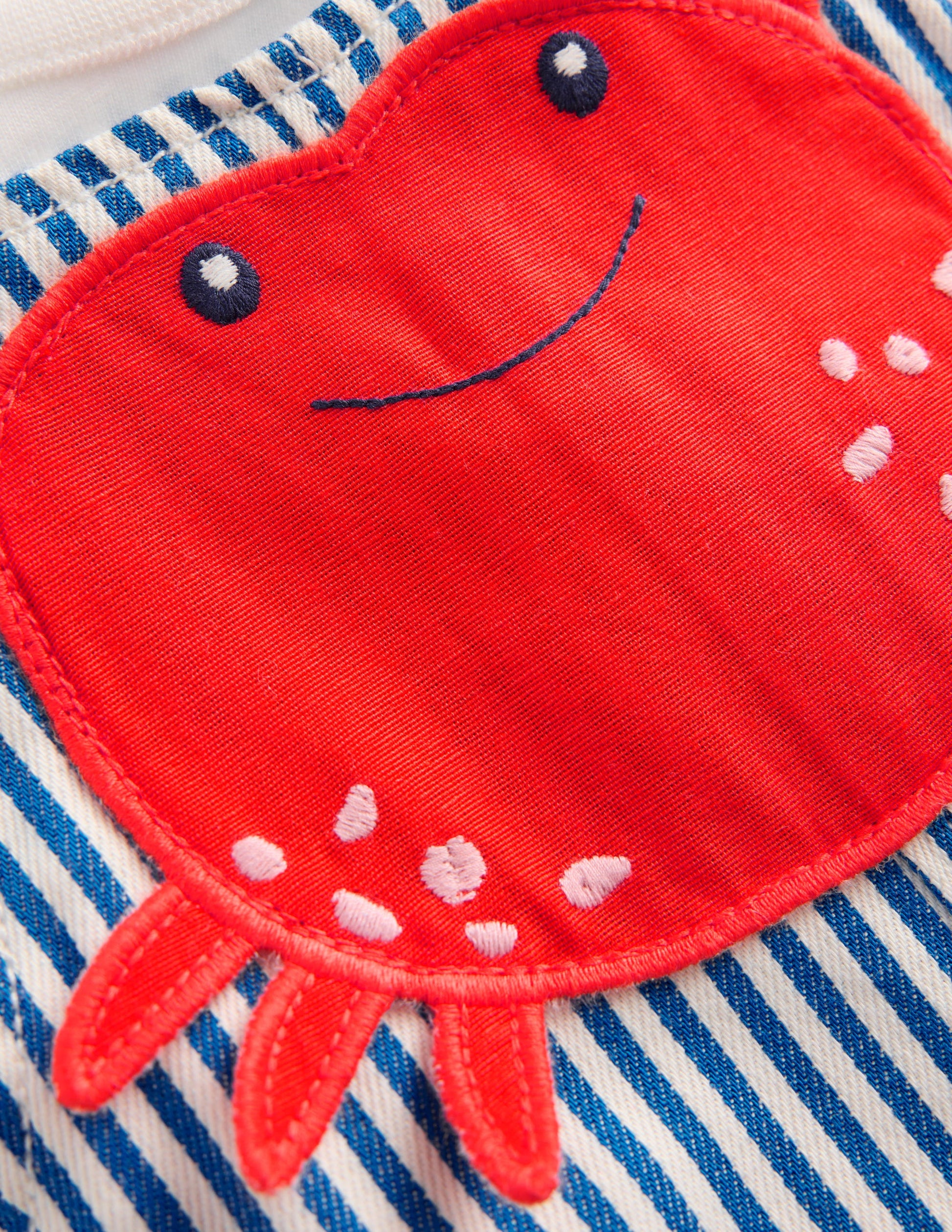 Ensemble avec salopette tissée fantaisie-Crabe rayé bleu-3