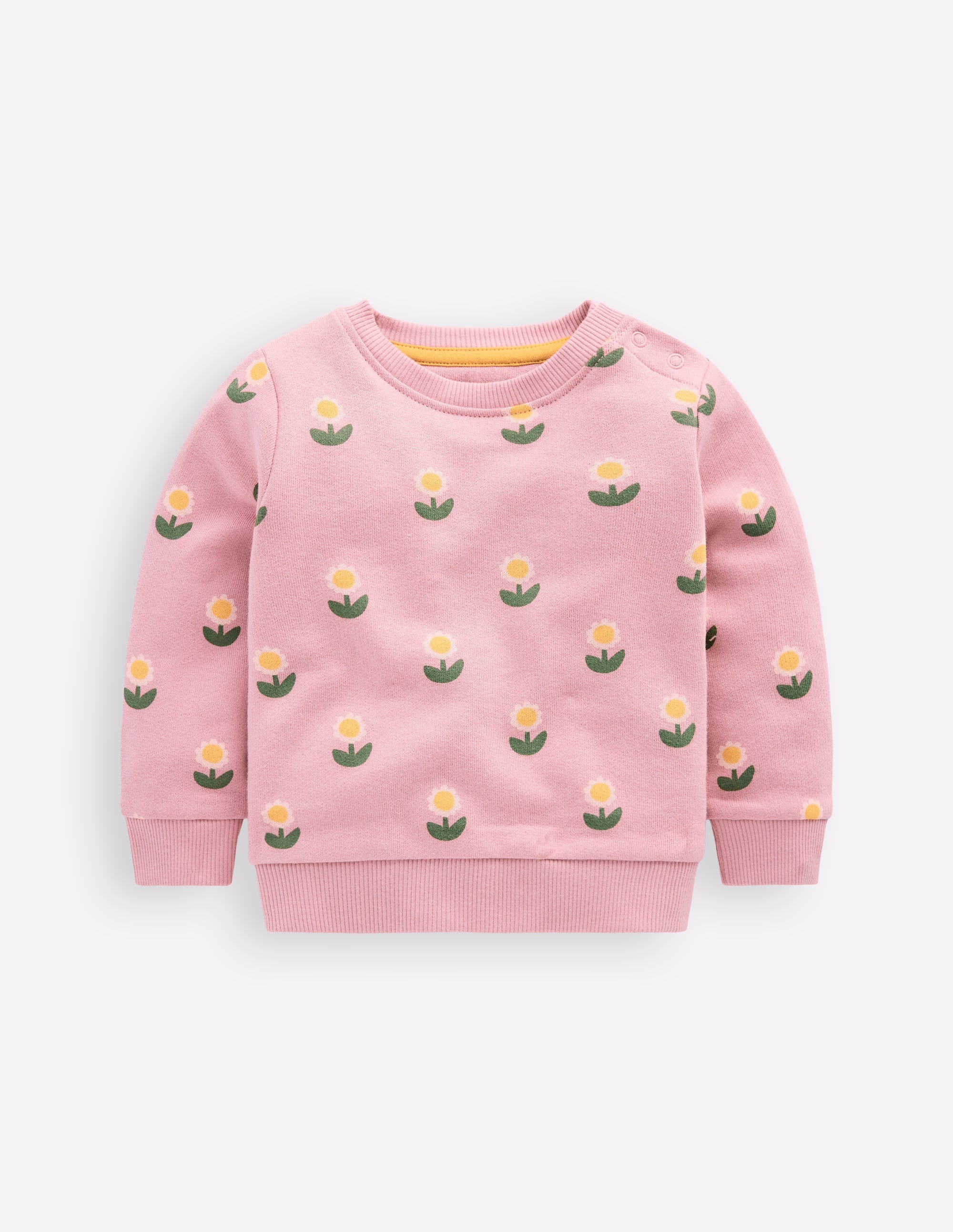 Bedrucktes Sweatshirt-Vintage-Rosa Gänseblümchenstempel - Image 1