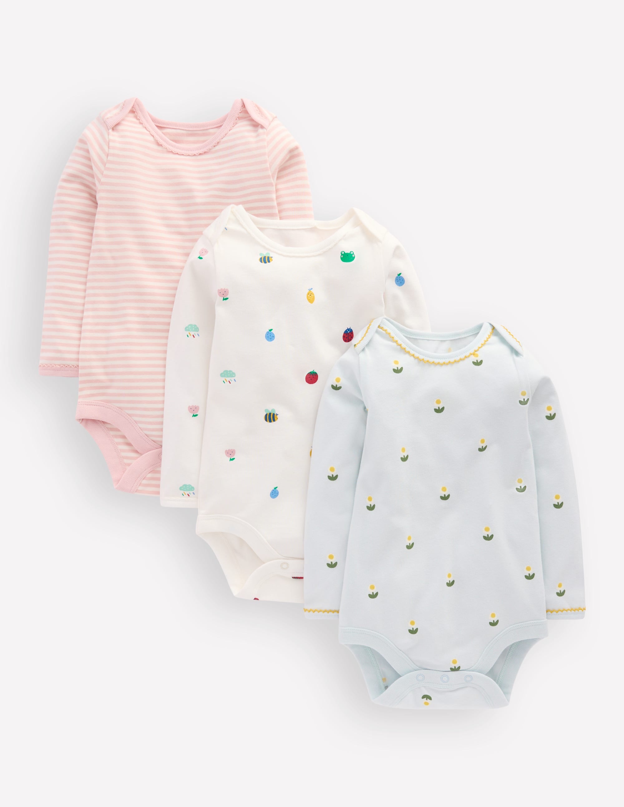 Baumwoll-Bodys im 3er-Pack-Bunt Gänseblümchen - Image 1