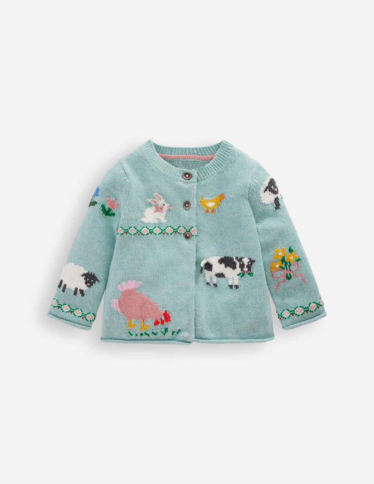 Strickjacke mit lustigem Motiv-Georgisches Blau Bauernhoftiere - Image 1