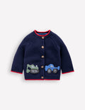 Baumwoll-Strickjacke mit Logo-Schuluniform-Marineblau Baumaschinen