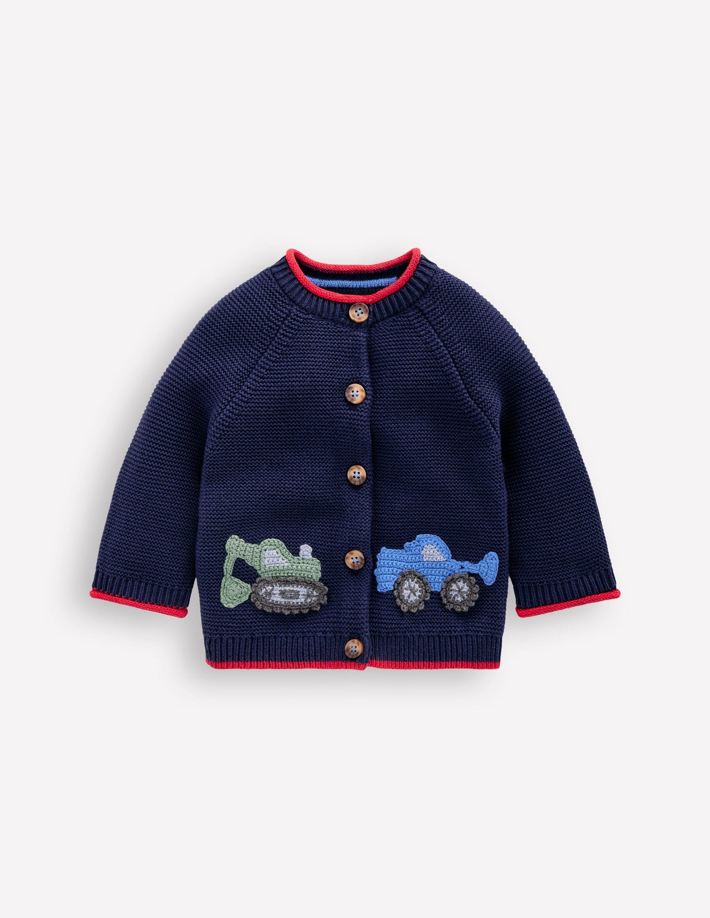 Cardigan en coton avec logo-Pelleteuses bleu marine universitaire