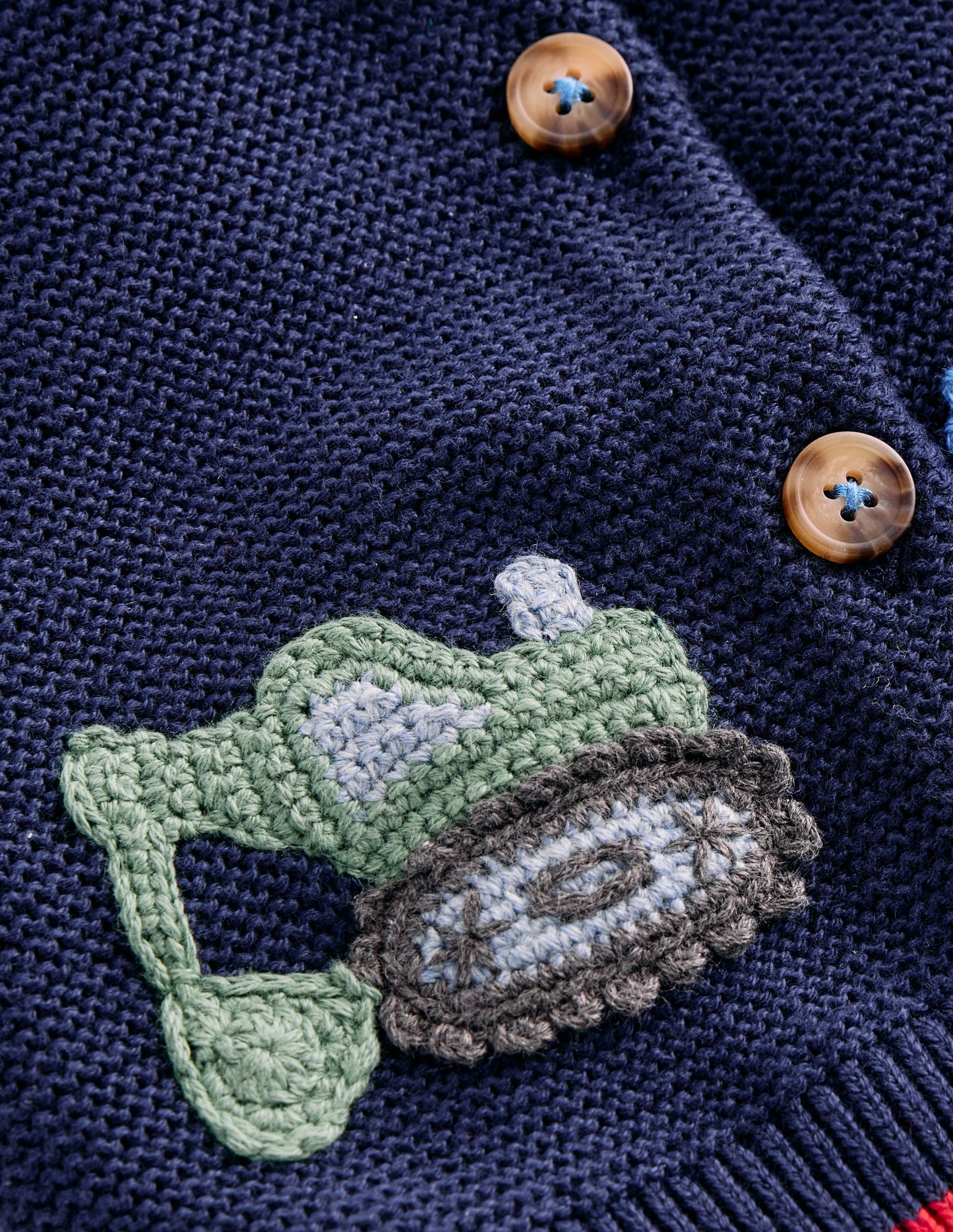 Cardigan en coton avec logo-Pelleteuses bleu marine universitaire