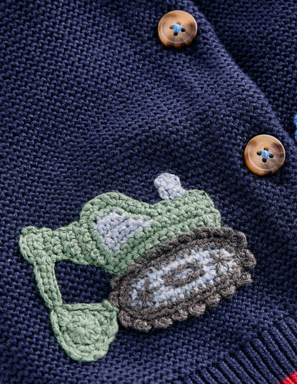 Cardigan en coton avec logo-Pelleteuses bleu marine universitaire-3