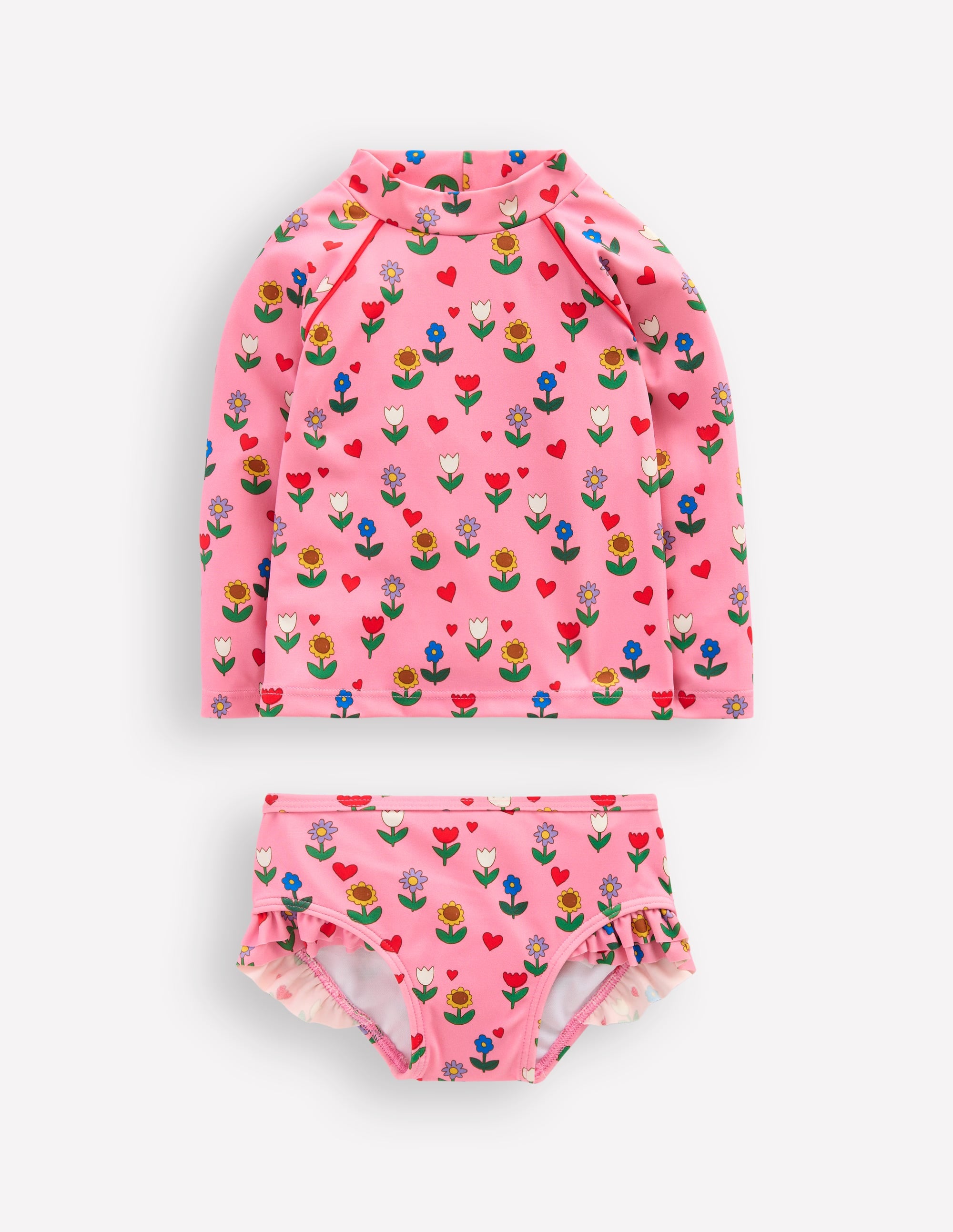 Badeshirt-Set mit Logo-Rosa Blumengarten - Image 1