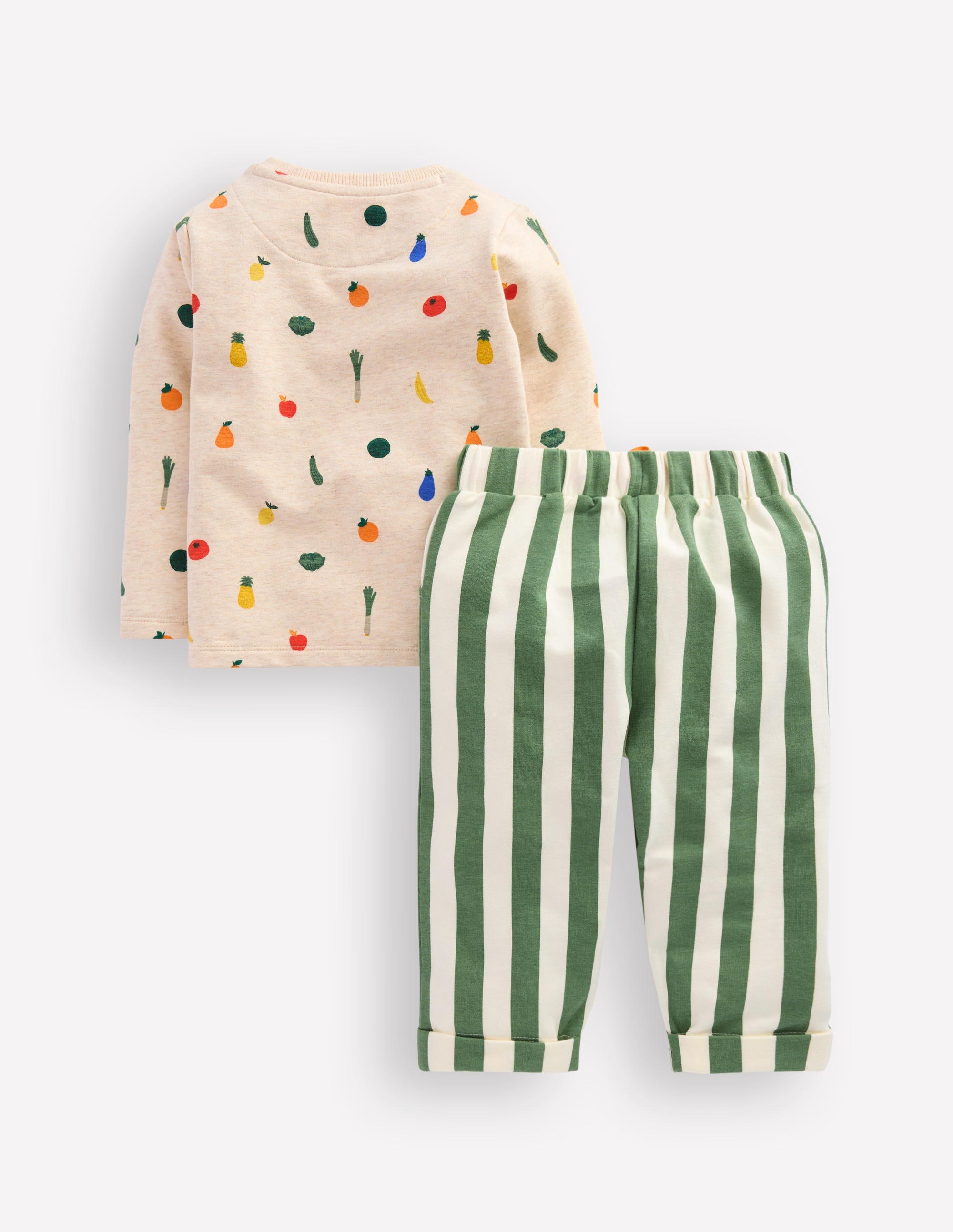 Gestreiftes Sweatshirt-Spielset-Haferbeige/Grün Streifen Gemüse - Image 2