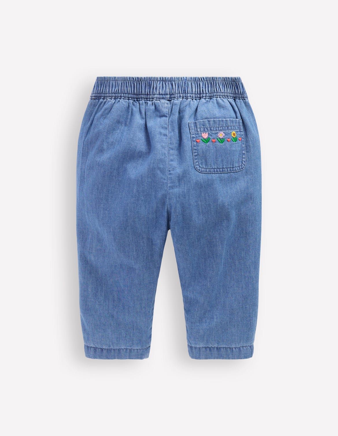 Pantalon brodé à enfiler-Denim brodé