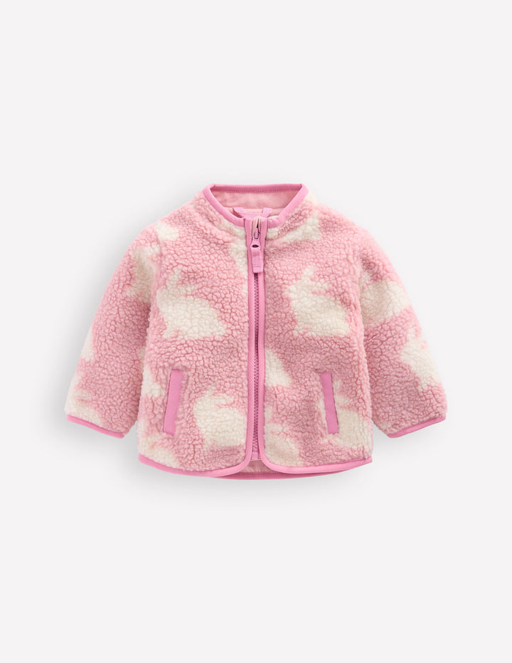 Kuschelige Teddyfell-Jacke-Rosa Kaninchen
