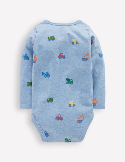 3 bodies en coton-Construction bleu-2