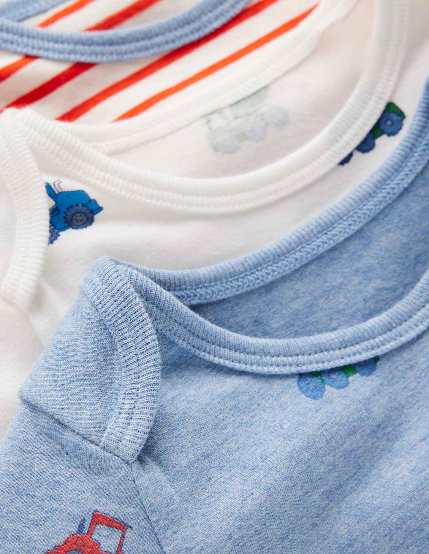 3 bodies en coton-Construction bleu