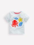 Short Sleeve Logo T-shirt-Light Blue Ocean Motifs