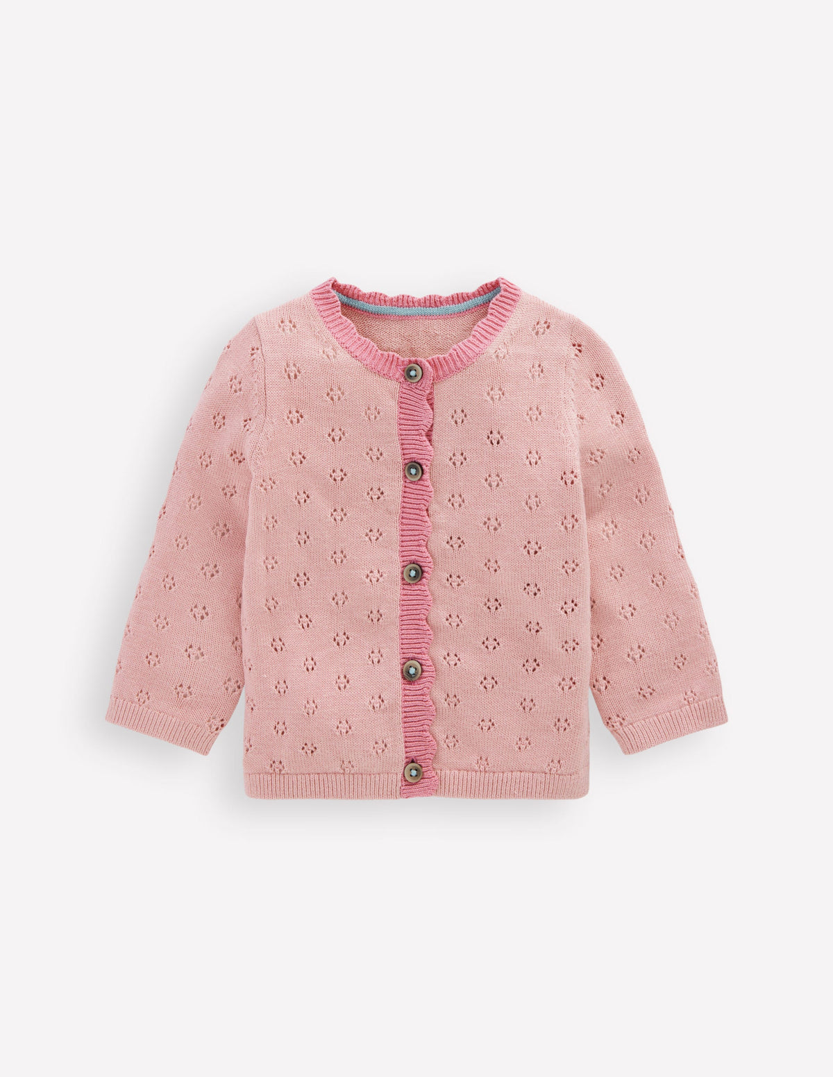 Strickjacke mit Muschelsaum-Vintage-Rosa - Image 1