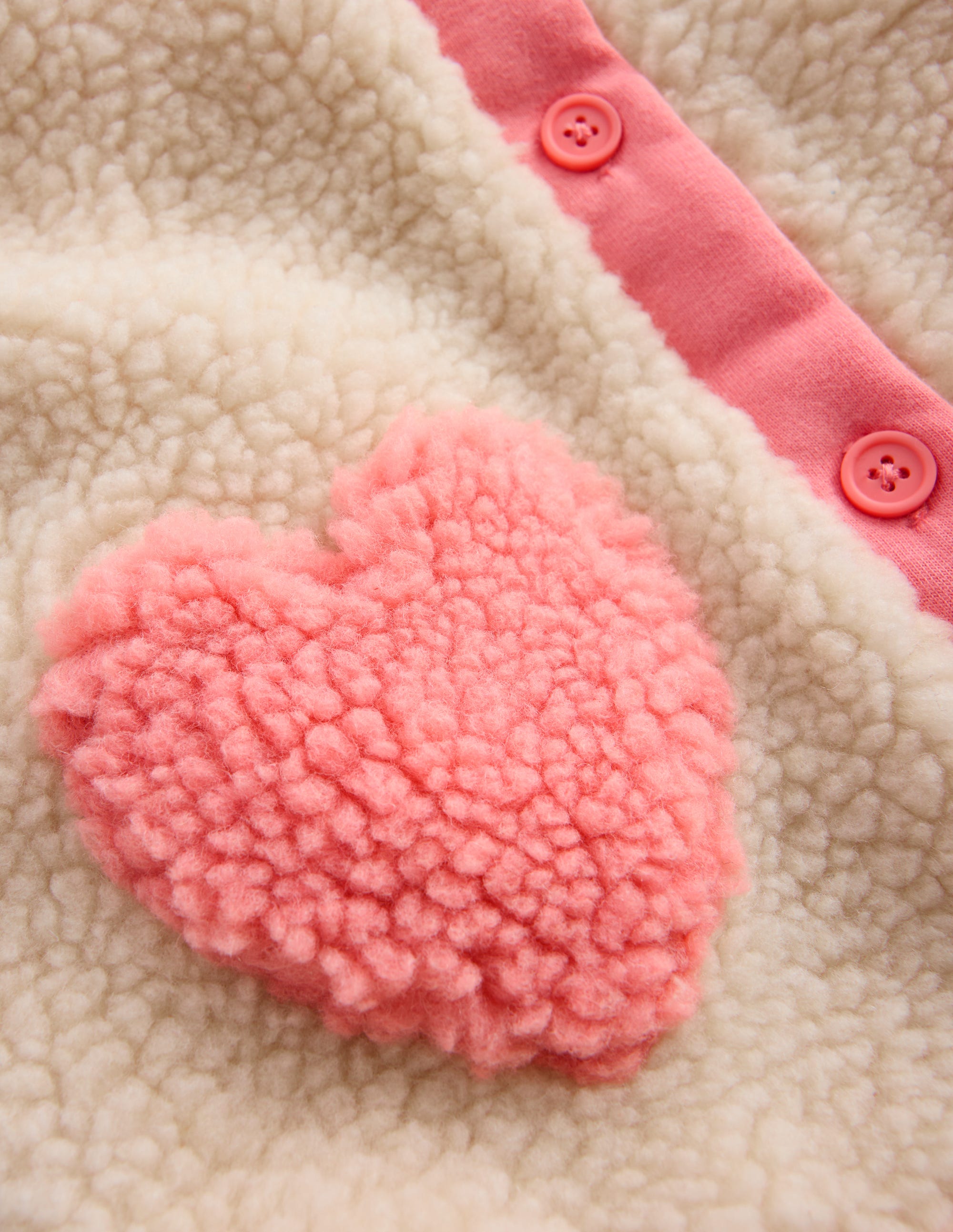 Teddyfell-Jacke mit Kragen für Mädchen-Neutral/Rosa Herz - Image 3