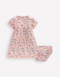 Jerseykleid mit Lochstickerei-Rosa, Filigranes Blumenmuster
