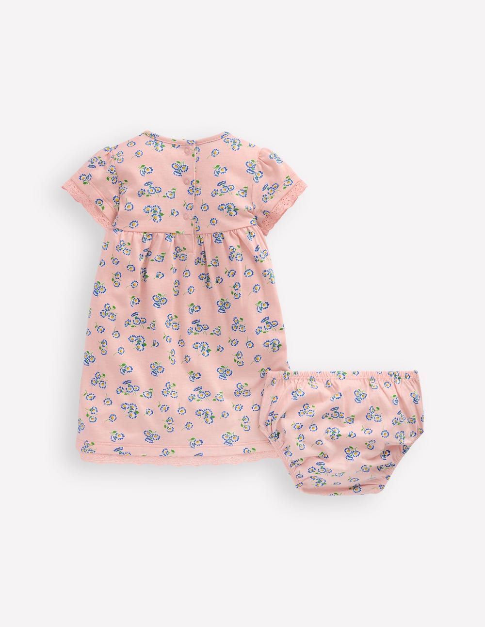 Jerseykleid mit Lochstickerei-Rosa, Filigranes Blumenmuster - Image 2