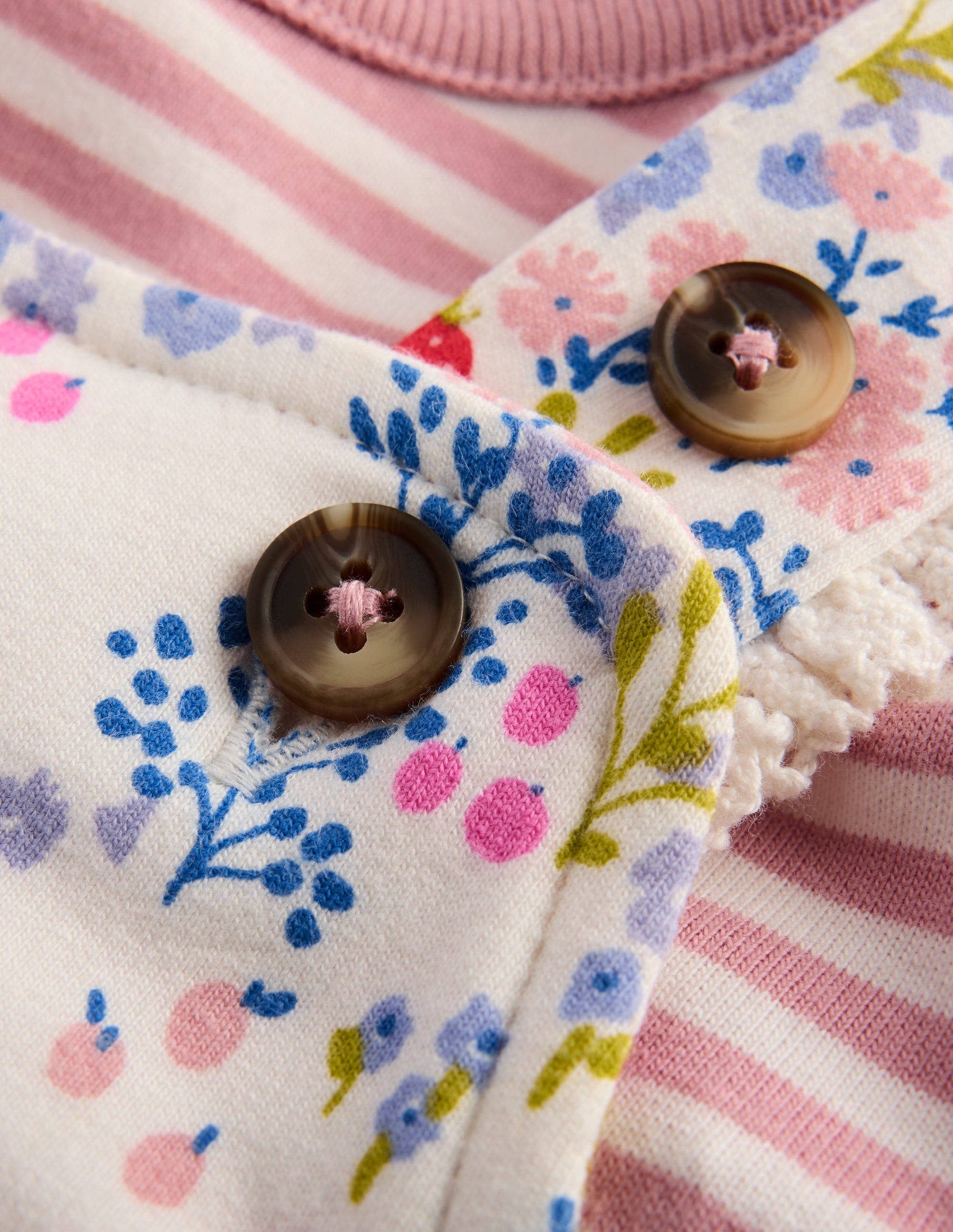 Salopette en jersey à manches courtes-Motif Ditsy Meadow ivoire-3