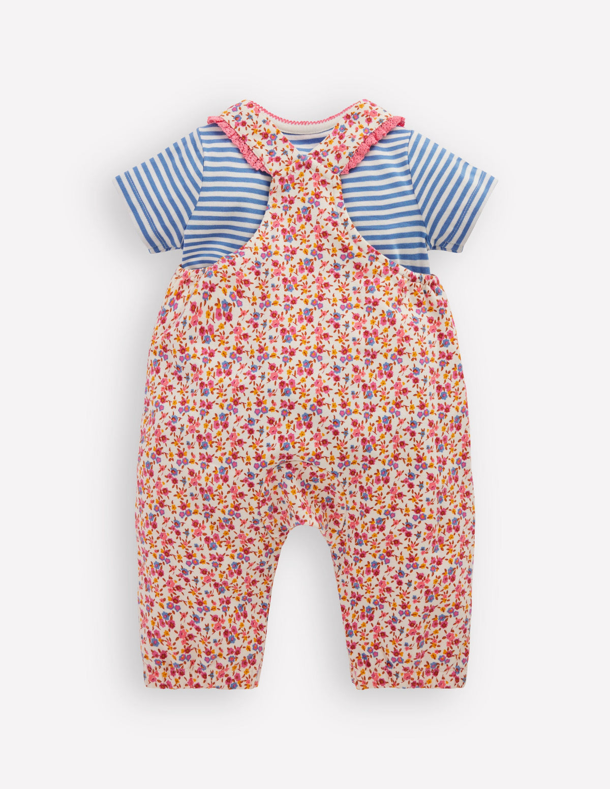 Kurze Jersey-Latzhose-Rosa, Filigranes Blumenmuster - Image 2