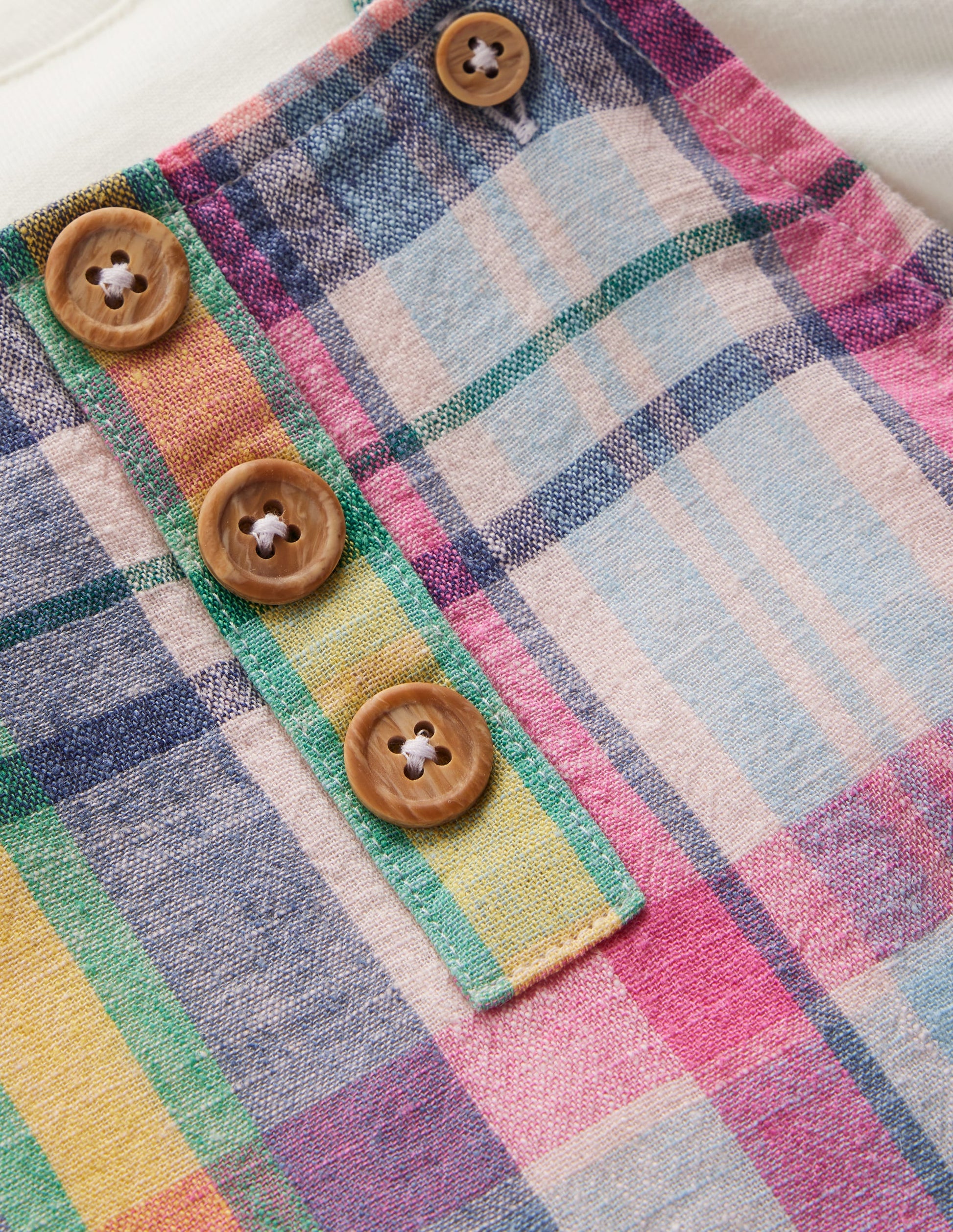 Ensemble avec salopette courte tissée-Écossais Madras-3