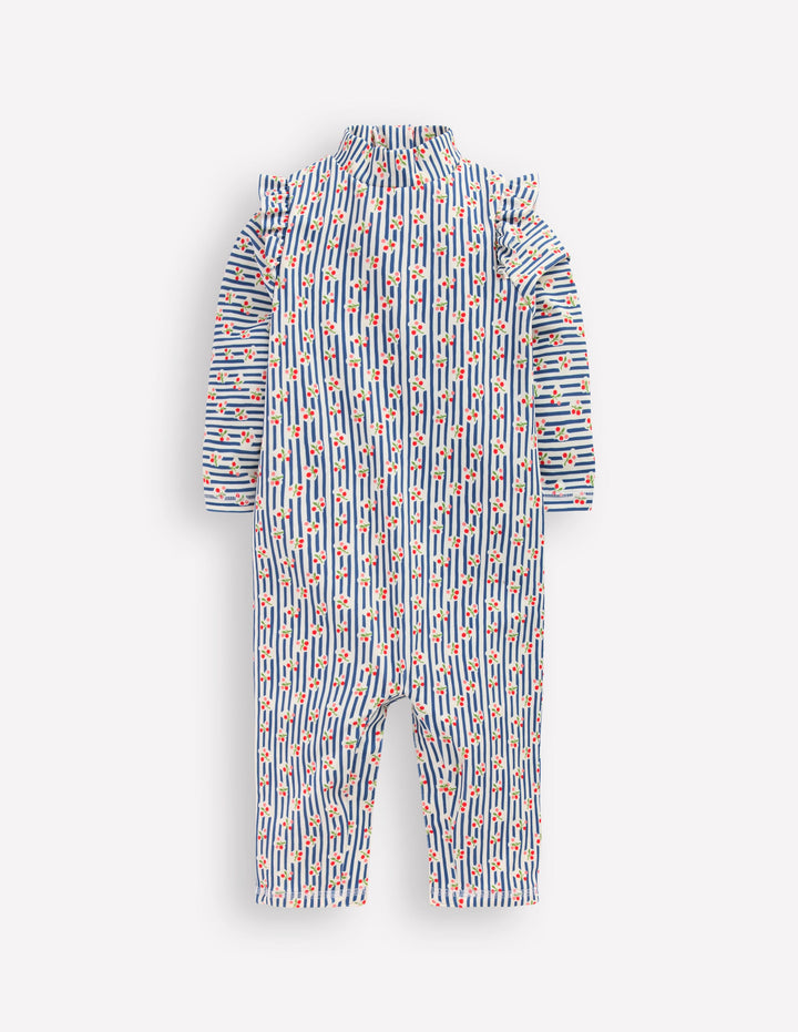 Surfanzug mit Sonnenschutz für Mädchen-Streifen Kirschen