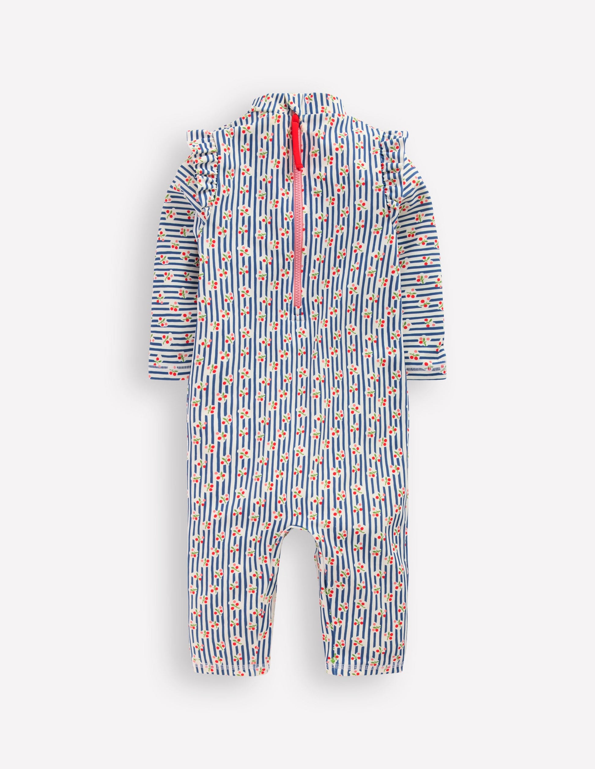 Girls Sun Safe Surfsuit-Stripe Cherries-2