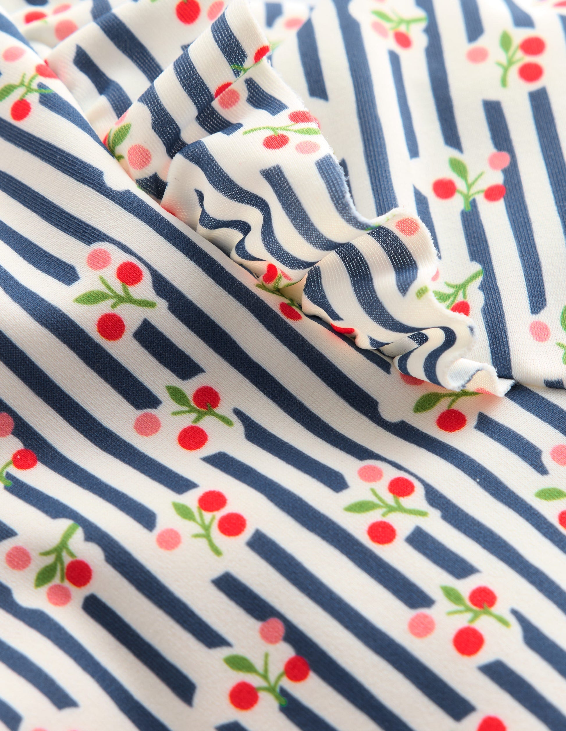 Girls Sun Safe Surfsuit-Stripe Cherries-3