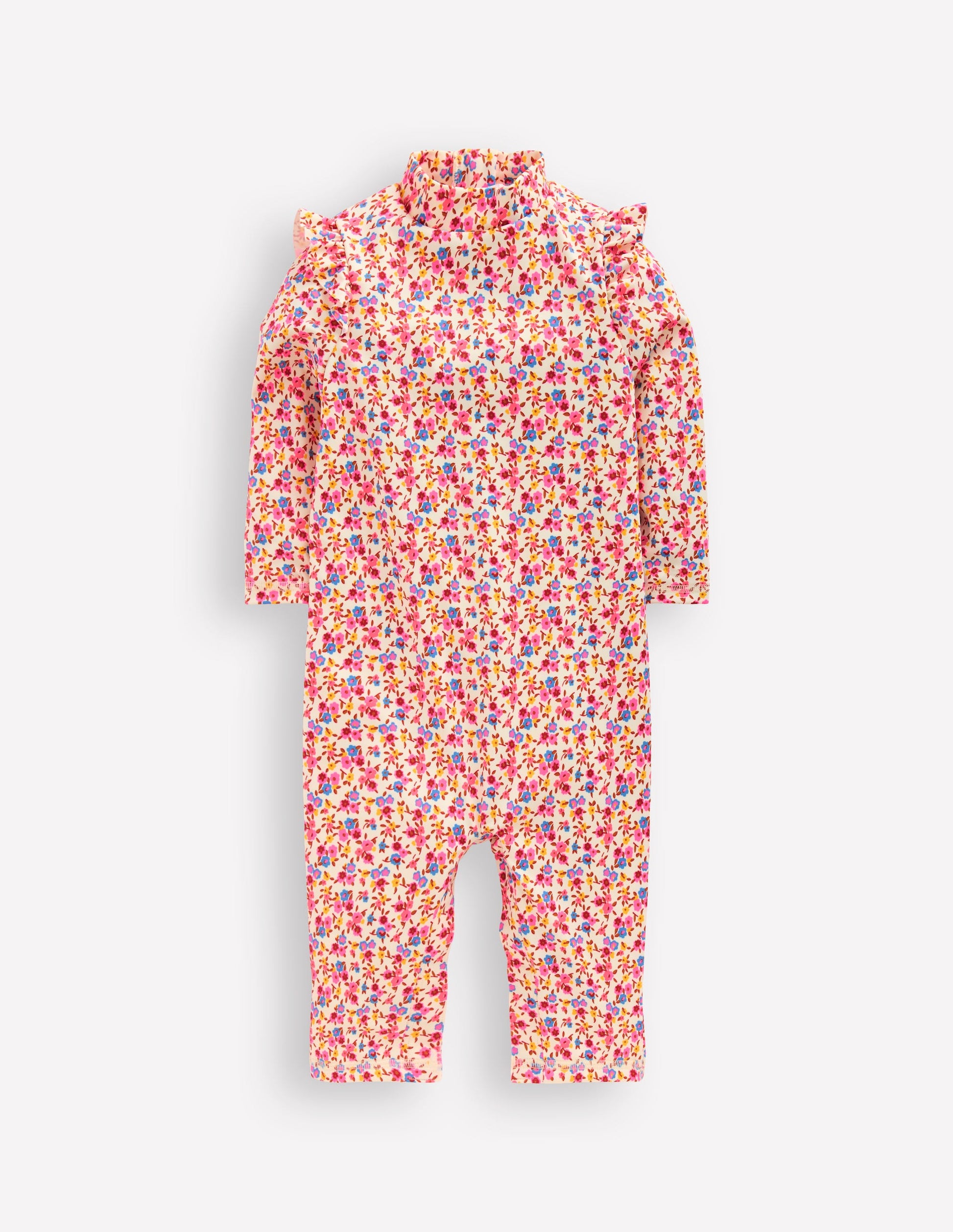 Girls Sun Safe Surfsuit-Pink Ditsy Floral-1