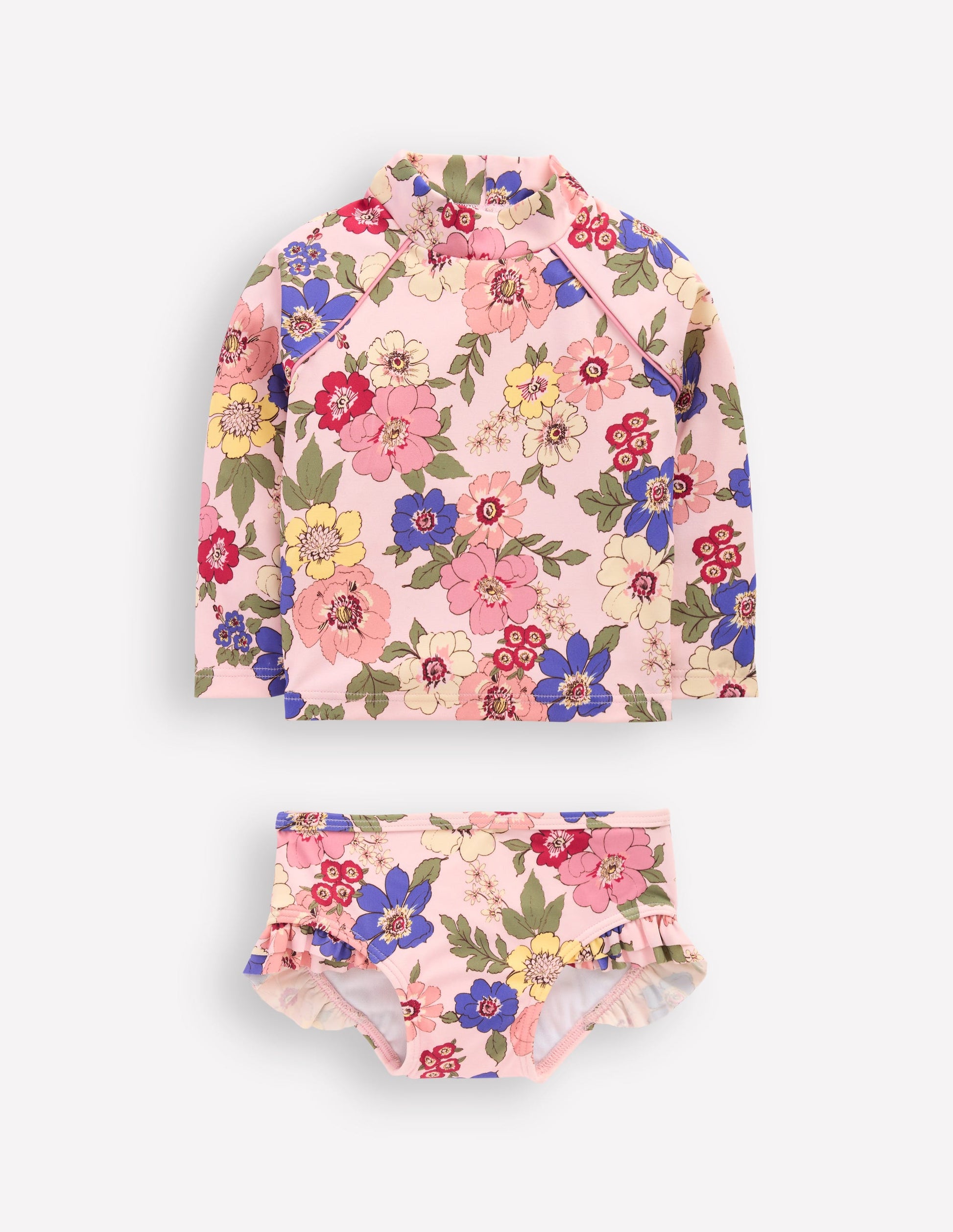 Ensemble avec haut de plage à logo-Motif floral multi rose-1