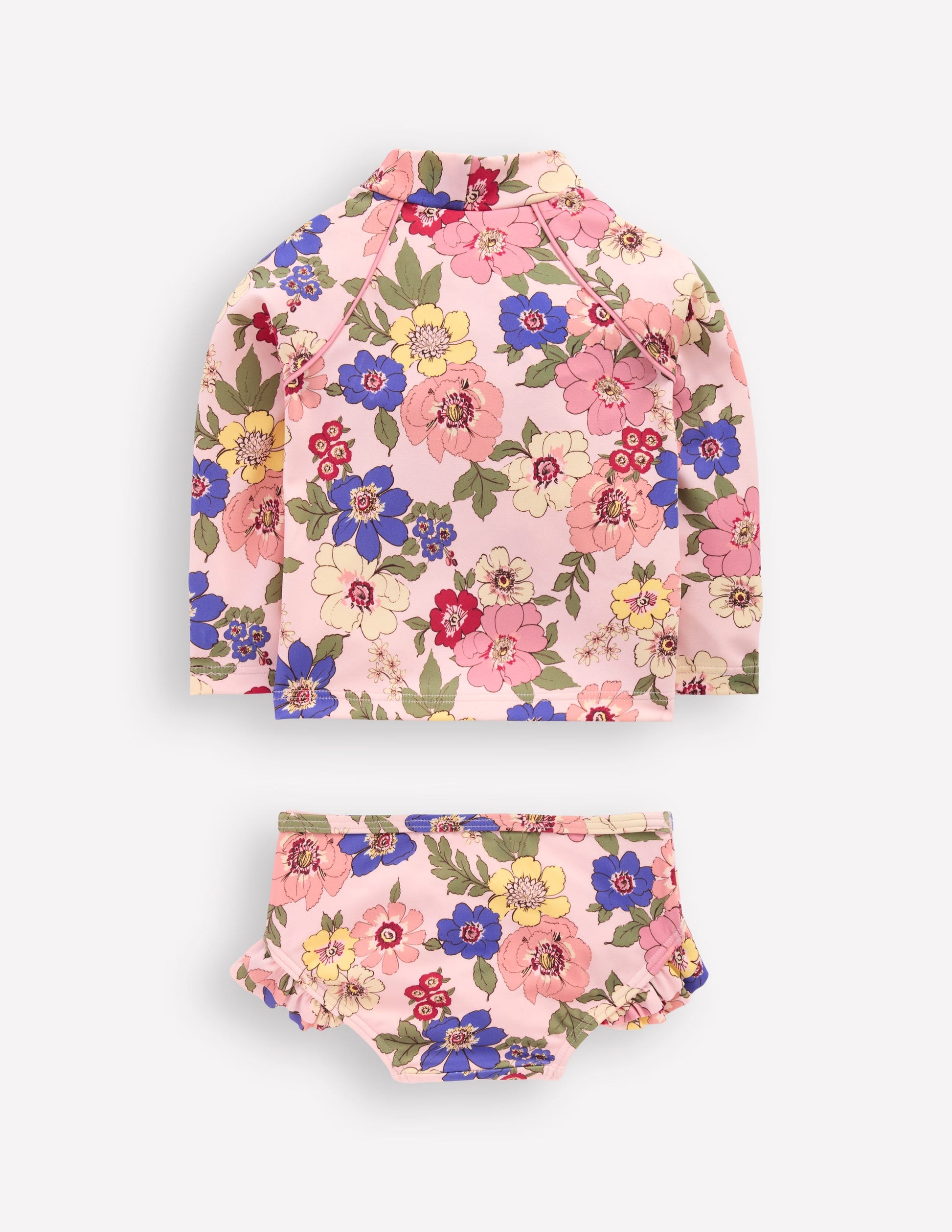 Ensemble avec haut de plage à logo-Motif floral multi rose-2