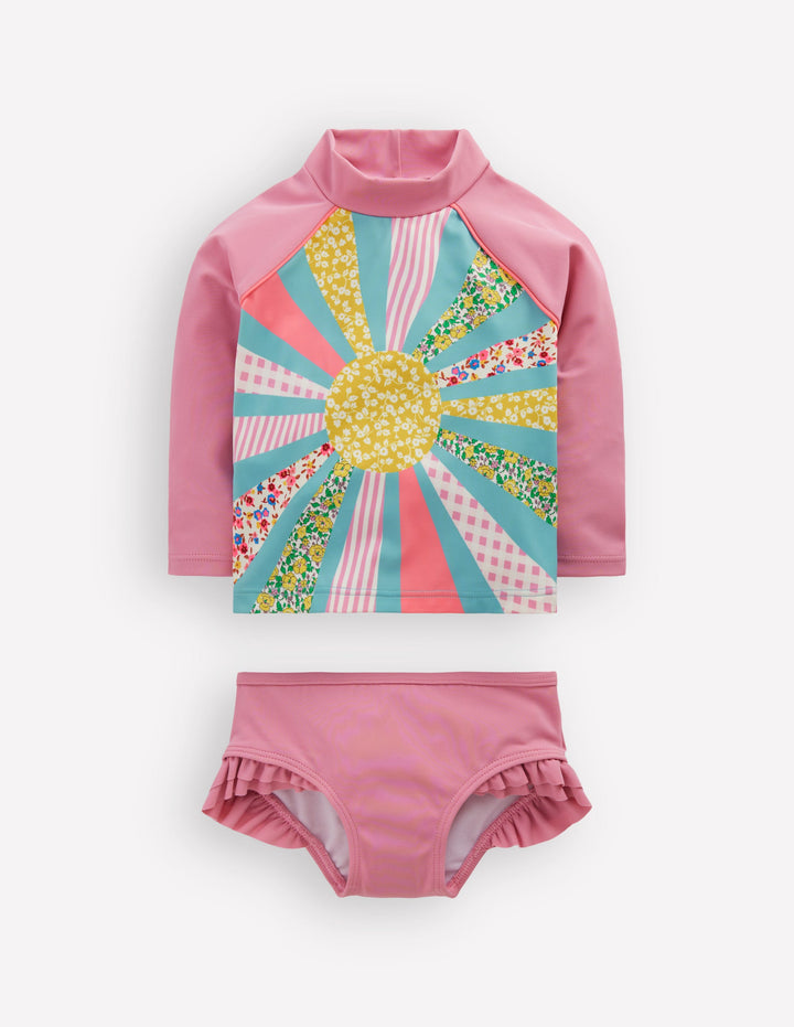 Badeshirt-Set mit Logo-Rosa Patchwork Sonne