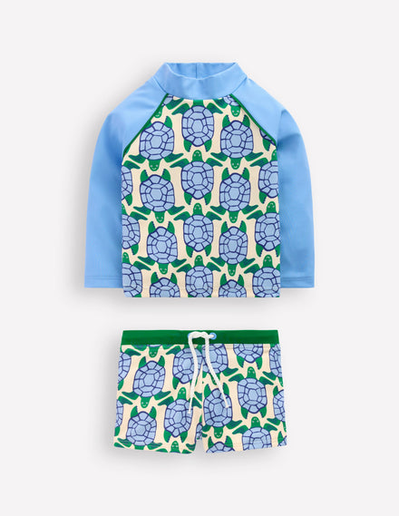 Rash Vest Set-Blue Geo Turtles