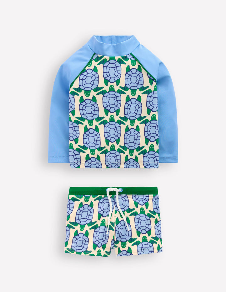 Badeshirt-Set-Blau Geo Schildkröten