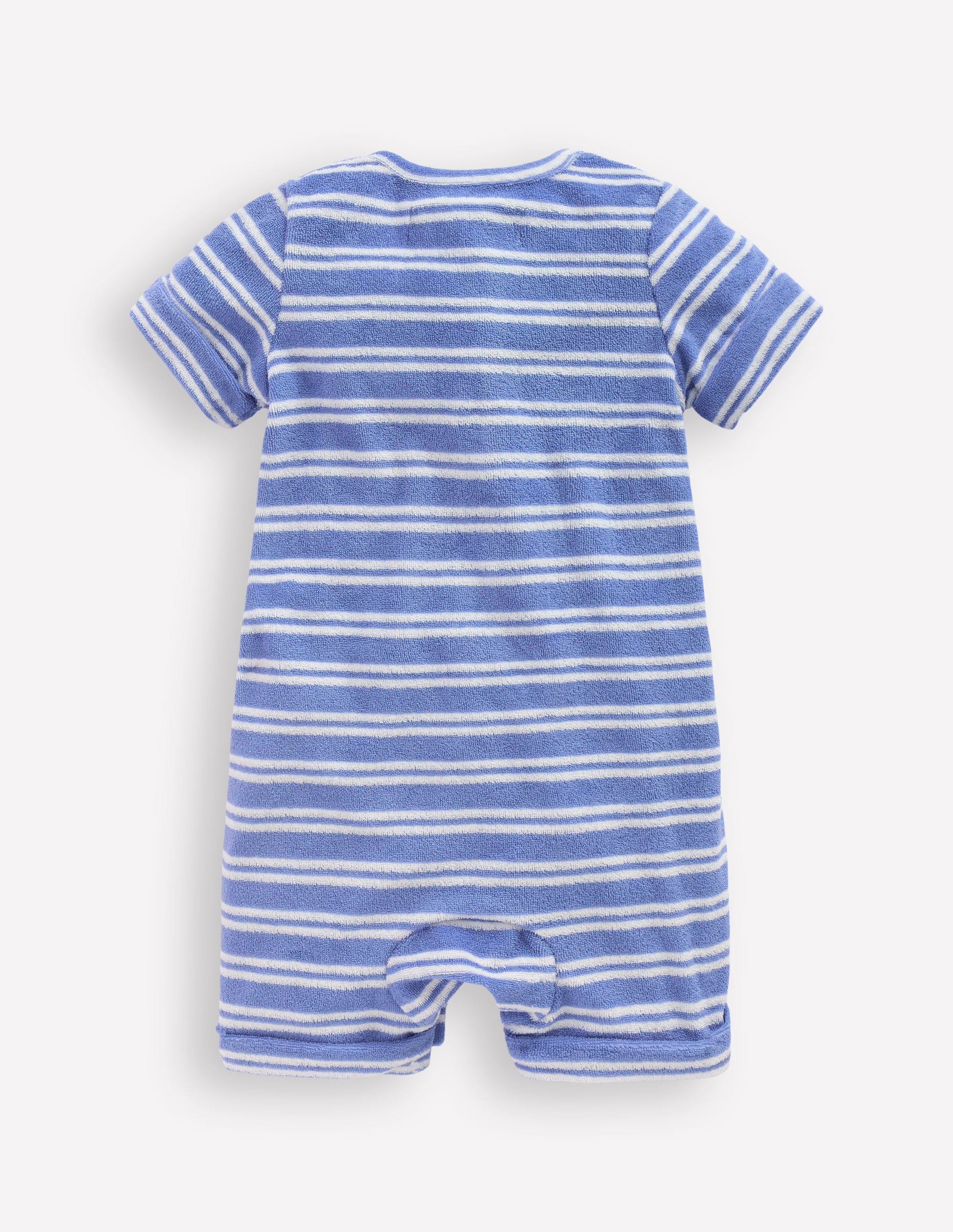Barboteuse en éponge à manches courtes-Rayé bleu-2