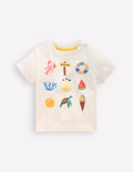 T-shirt manches courtes à logo-Logo été ivoire